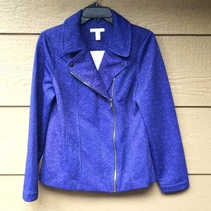 Isaac Mizrahi Live! Printed Knit Jacquard Moto jacket